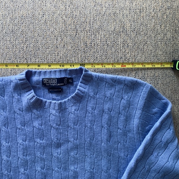 Ralph Lauren Cable-Knit Cashmere Sweater in baby blue SIZE XL - Picture 7 of 10